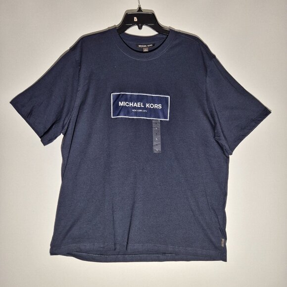 Michael Kors Men's Graphic Logo T Shirt Size XL Short Sleeve Crew Neck Blue (48) - Picture 1 of 8
